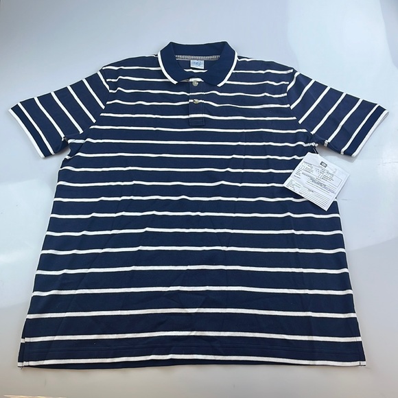 Grand Leader Top Yarn Dyed Stripe Interlock Polo Shirt S80-30 - Picture 1 of 3